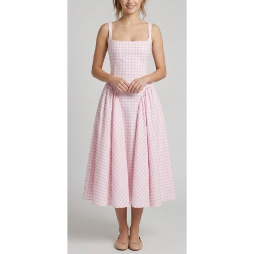 Baby Boo Women's Blush Gingham Sherrie Midi Dress Size S NWT